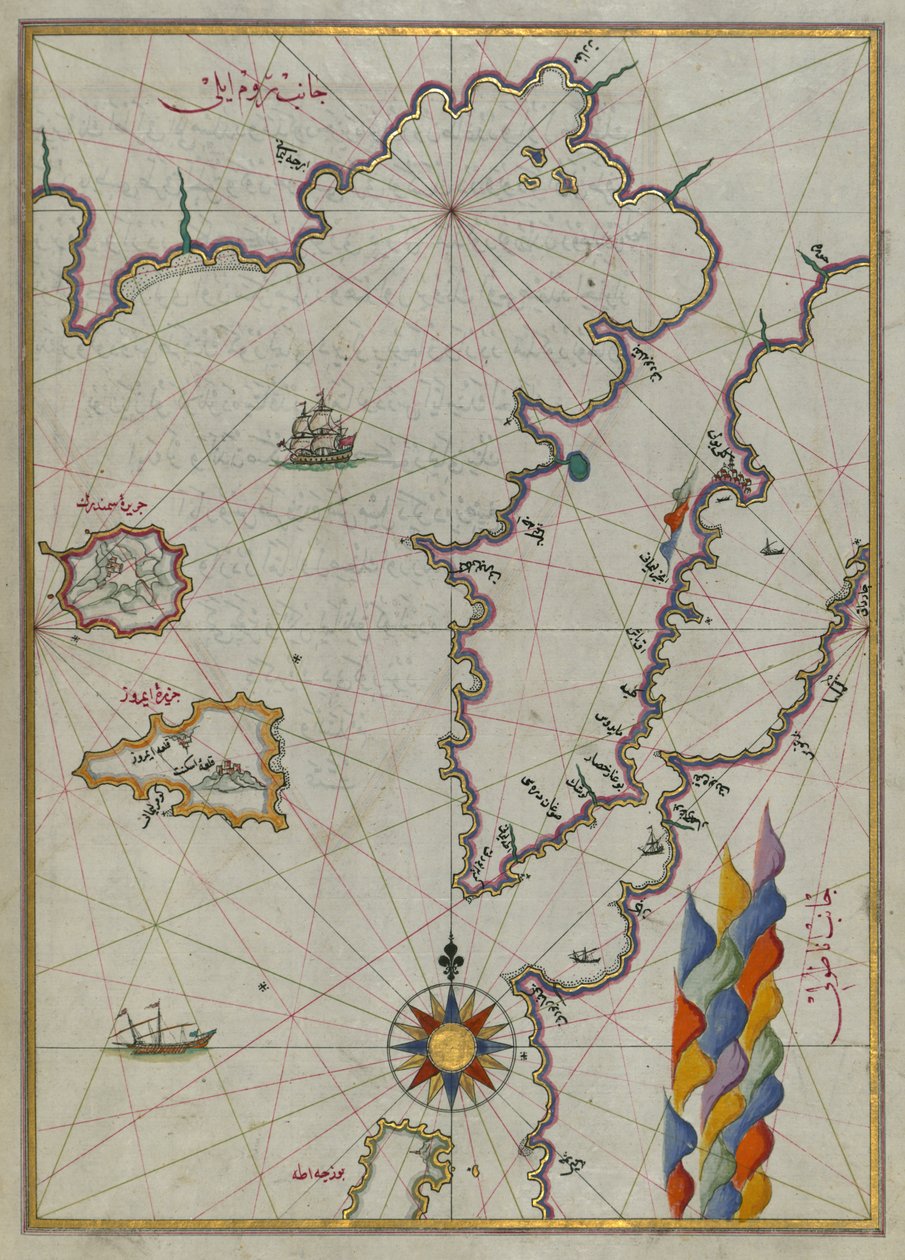 Semendrek群岛和Imroz在爱琴海的地图 作者 皮里雷斯