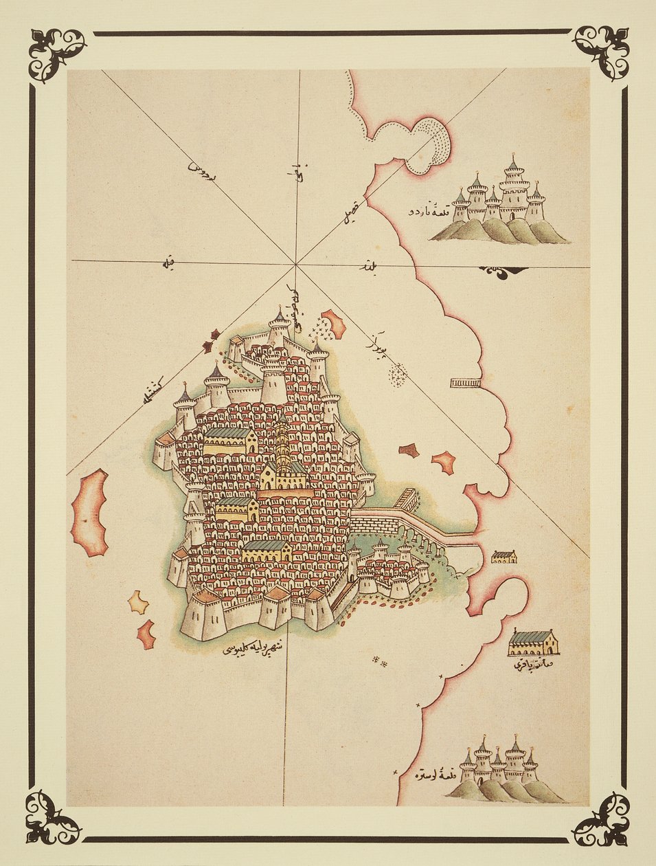 加里波利地图，来自“Kitab-I Bahriye”（彩色石版画） 作者 皮里（后）饭