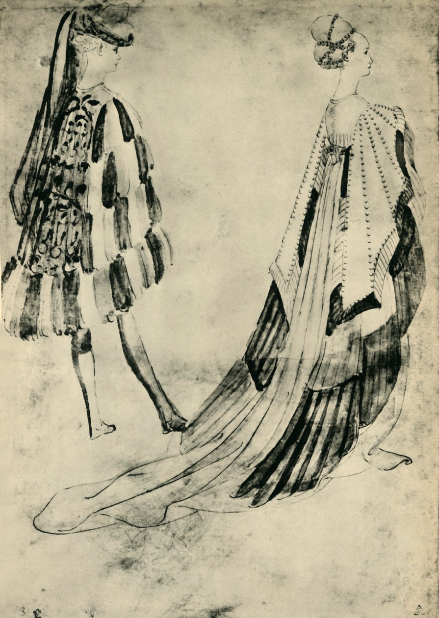 绅士和法院服装中的女士，c1420-1455，1943年。 作者 安东尼奥·皮萨内洛