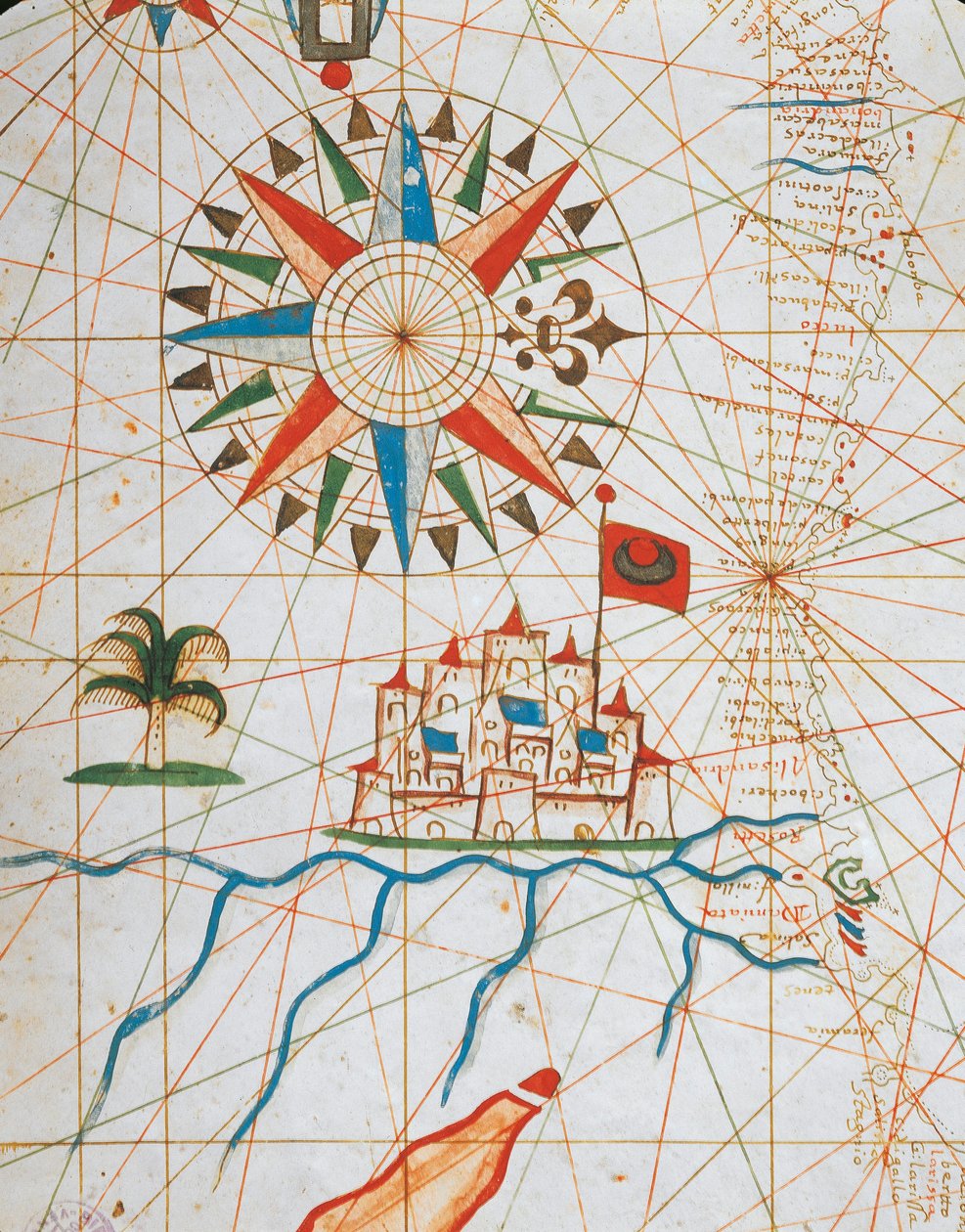 埃及亚历山大，摘自 Placido Caloiro 和 Francesco Oliva 绘制的由六幅海图组成的 portolan 地图集，羊皮纸。1646. 作者 普拉西多卡洛罗和奥利瓦