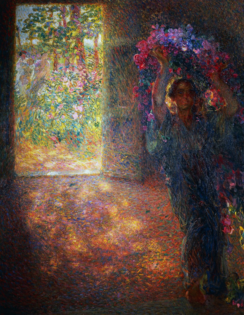 花房，约1910年，普利尼奥-诺梅里尼（1866-1943），布面油画，200x160厘米，意大利，20世纪 作者 普林尼奥·诺梅利尼
