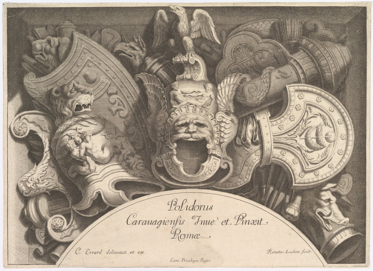 Divers Trophées Weapon Trophies after the Façade of Palazzo Milesi in Rome, 1651 作者 波利多罗·达·卡拉瓦乔