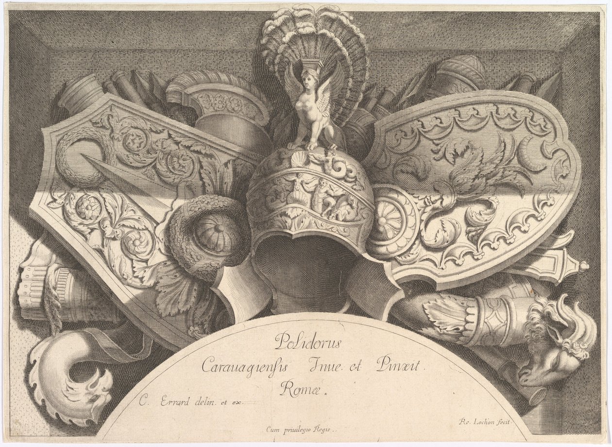 Divers Trophées Weapon Trophies after the Façade of Palazzo Milesi in Rome, 1651 作者 波利多罗·达·卡拉瓦乔