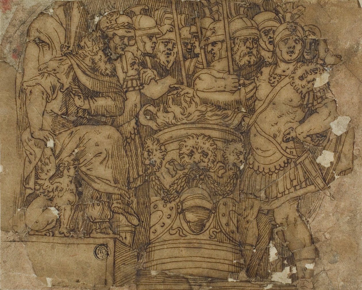 Mucius Scaevola 在波森纳面前把手伸进火焰中 作者 波利多罗·达·卡拉瓦乔