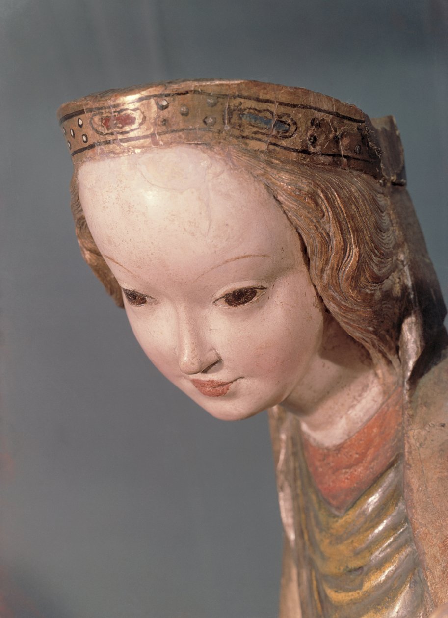 处女和孩子，处女的头的细节，c.1400 作者 波兰学校