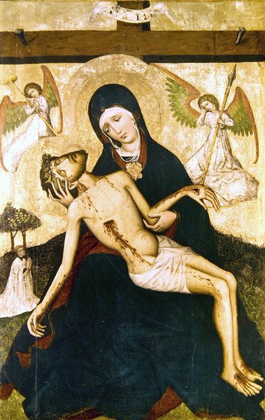 Pieta，c.1450（面板上的蛋彩画） 作者 波兰学校