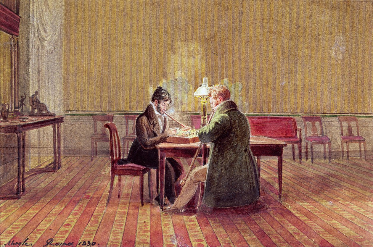 Adam Bernard Mickiewicz（1798-1855）与朋友下棋，1830年 作者 波兰学校