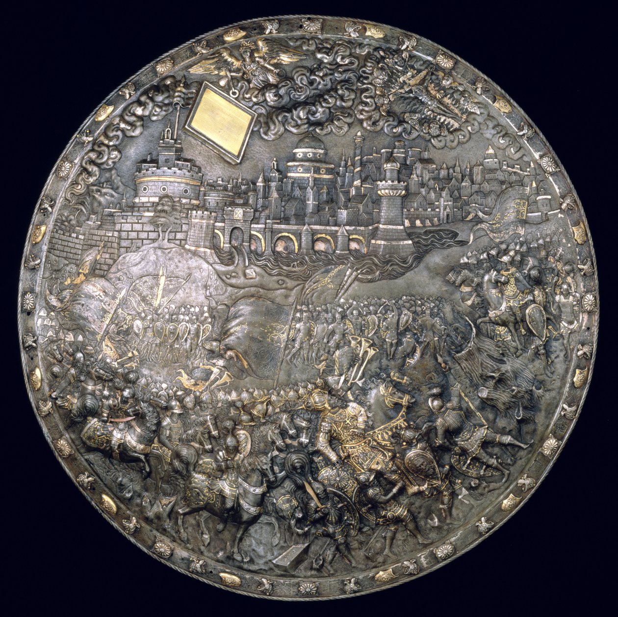 King John III Sobieskis（1624-96）Fortune Telling Shield（铁和银镀金） 作者 波兰学校