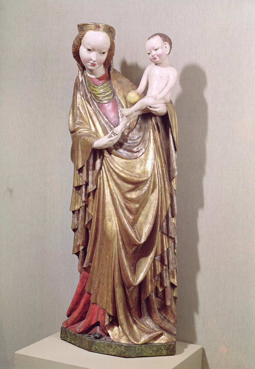处女和儿童，c.1400（多彩木材） 作者 波兰学校