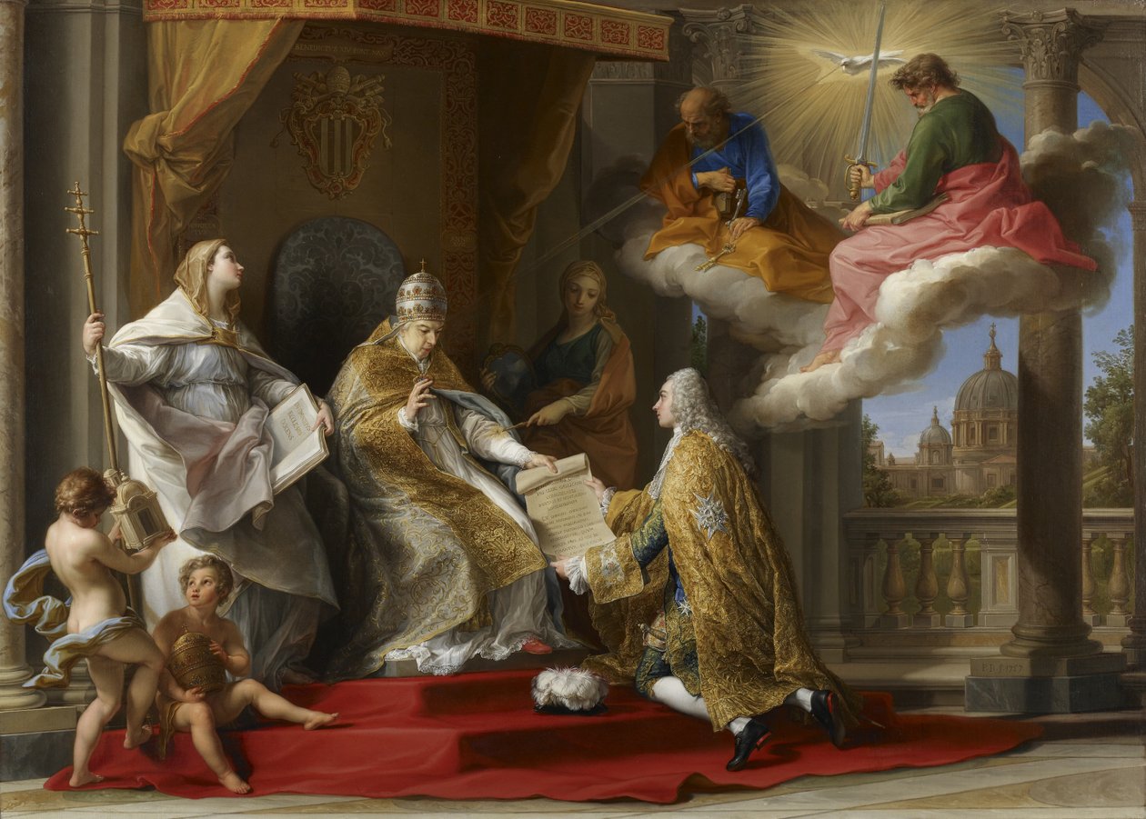 教皇本笃十四世向Comte de Stainville，后来的Duc de Choiseul，1757年提出通谕“Ex Omnibus” 作者 庞培·吉罗拉莫·巴托尼