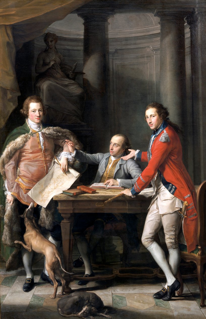Watkin Williams Wynn爵士、Thomas Apperley和Edward Hamilton上尉》，1768-72年 作者 庞培·巴托尼