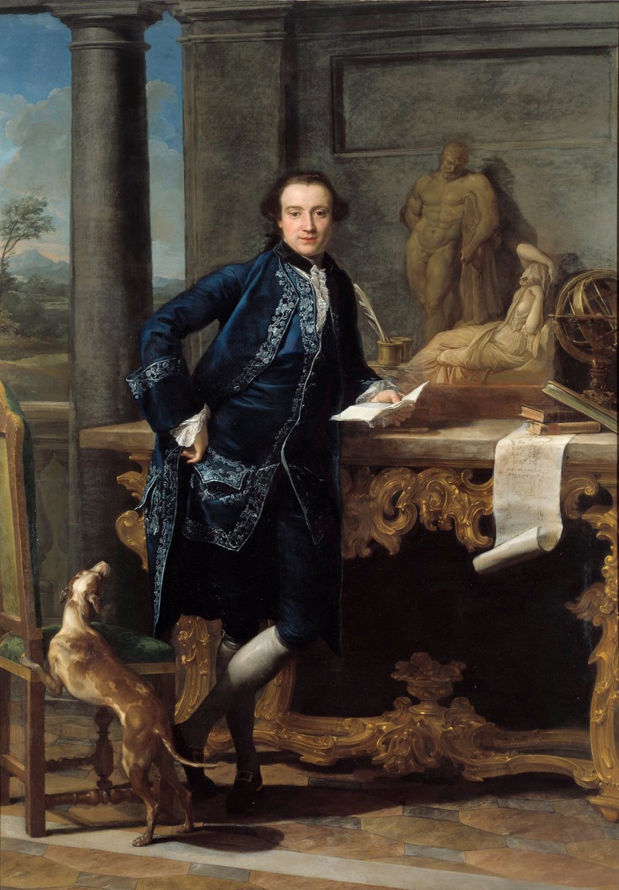 英国知识分子查尔斯·约翰·克劳斯 (1738-1811) 的肖像 Pompeo Batoni (1708-1787) 绘画 18 世纪 2,48x1,72 m 作者 庞培·吉罗拉莫·巴托尼