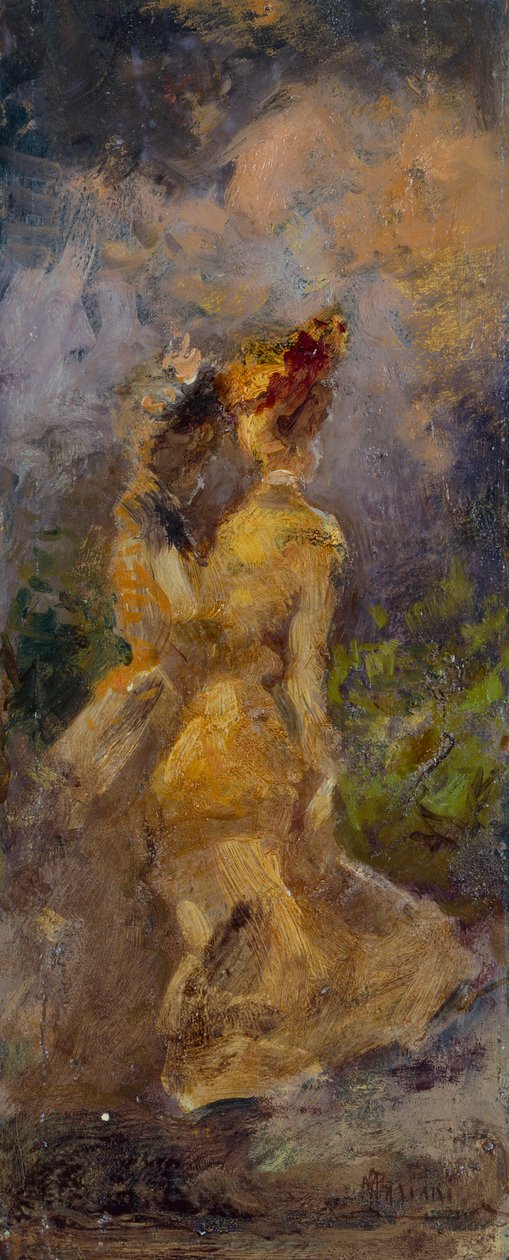 漫步的女士们（板上油画） 作者 蓬佩奥·马里亚尼