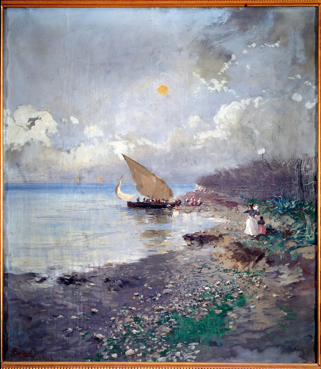 钓鱼归来 海滨 绘画 Pompeo Mariani (1857-1927) 1898 Dim 115x100 cm Genes, Galleria d