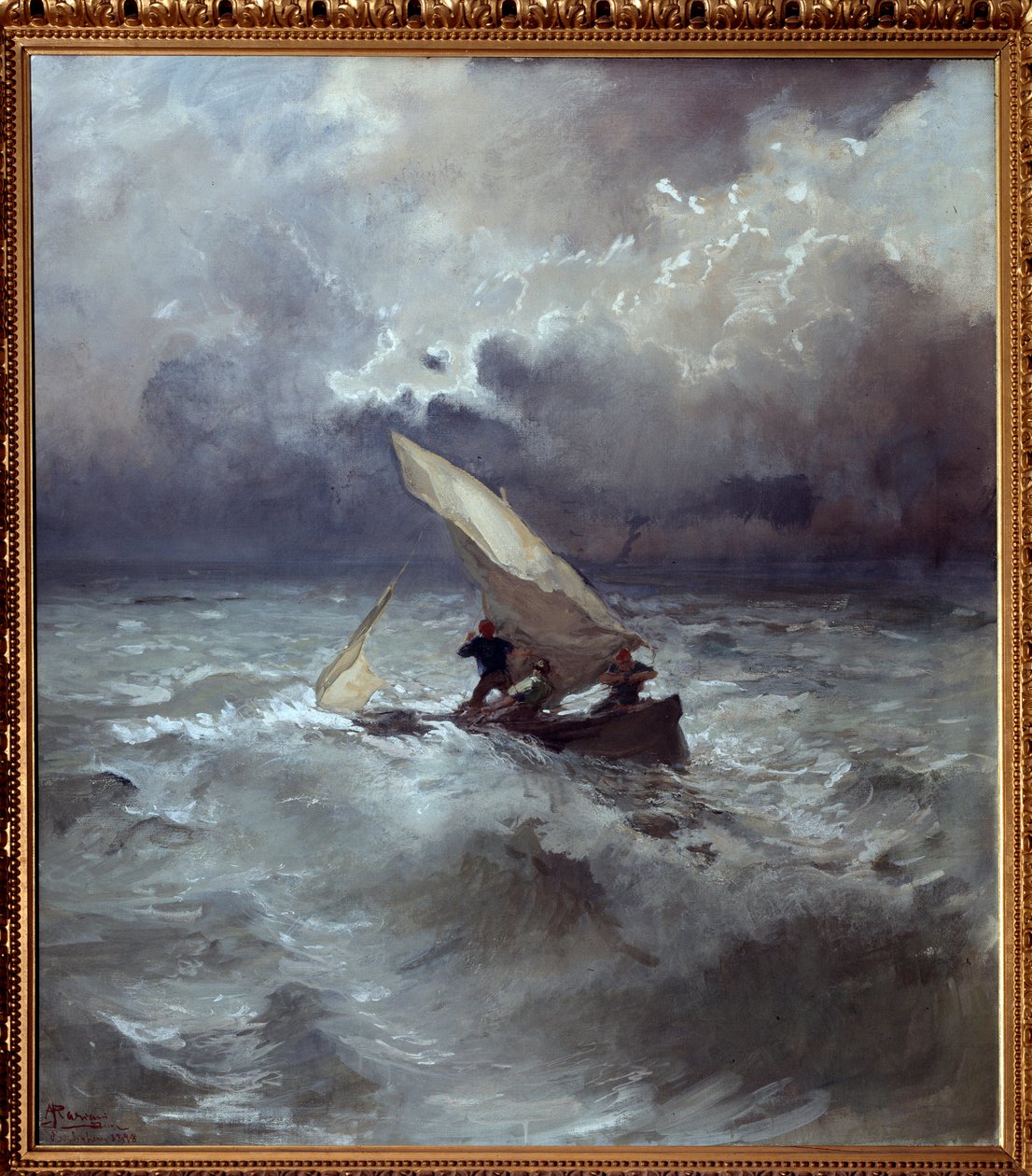 Tempete en mer (Storm at sea) Pompeo Mariani (1857-1927) 绘画 1898 Dim 145x135 cm Genes, Galleria d
