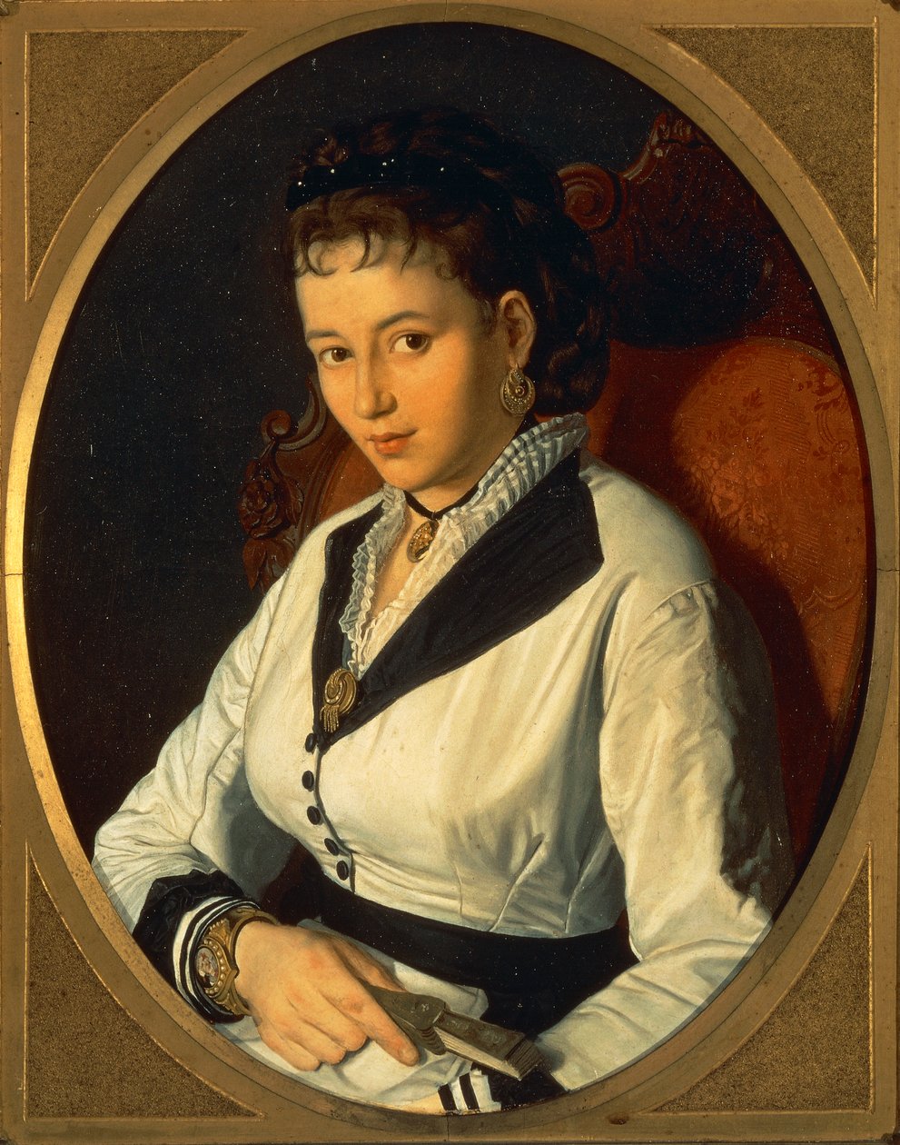 年轻女子的肖像（布面油画） 1840-1869年 作者 庞培·莫尔曼蒂