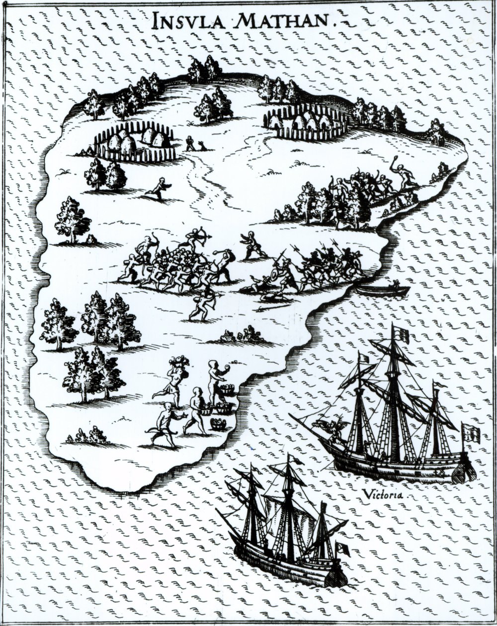 Ferdinand Magellan（c.1480-1521）于1521年在麦克坦岛上与当地人作战 作者 葡萄牙语学校