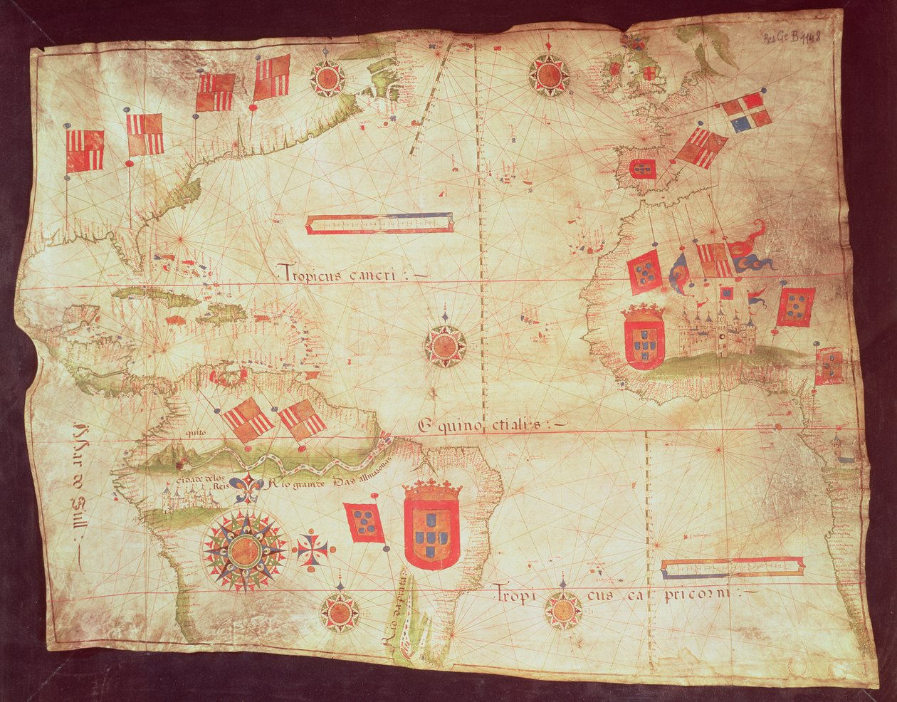 大西洋地图，c.1550 作者 葡萄牙语学校