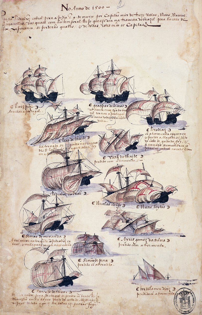 Pedro Alvares Cabral（c.1467-c.1520）1500年抵达巴西，来自&39;Libro dea Armadas&39; 作者 葡萄牙语学校