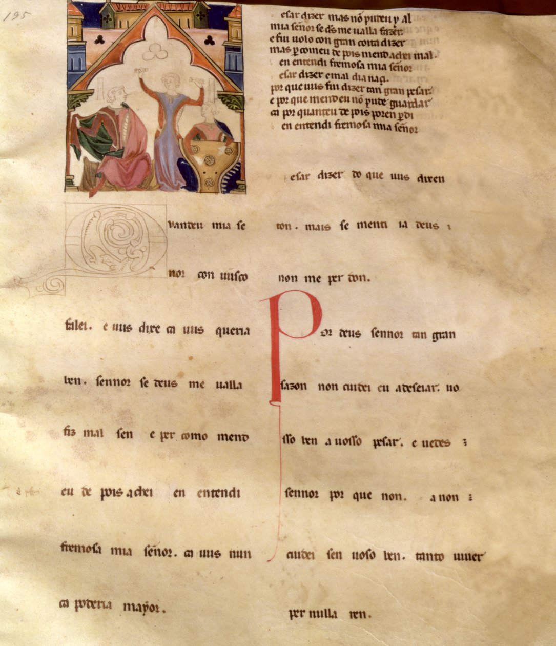 Ajuda Song Verses，Page 195R，13-15世纪 作者 葡萄牙语学校