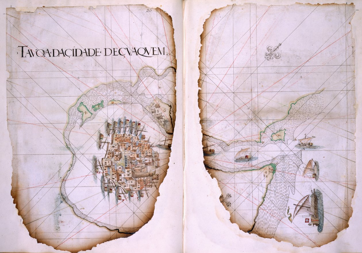 Cotton Tiberius D. IX, ff.36v-37 Cuaquem and the Persian Gulf, illustration from 