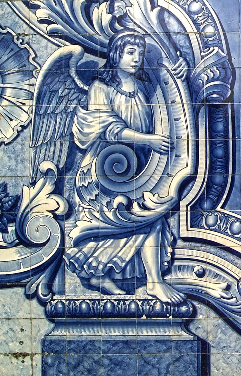 描绘天使的装饰板，拉梅戈，葡萄牙。1738年（瓷片 作者 葡萄牙语学校