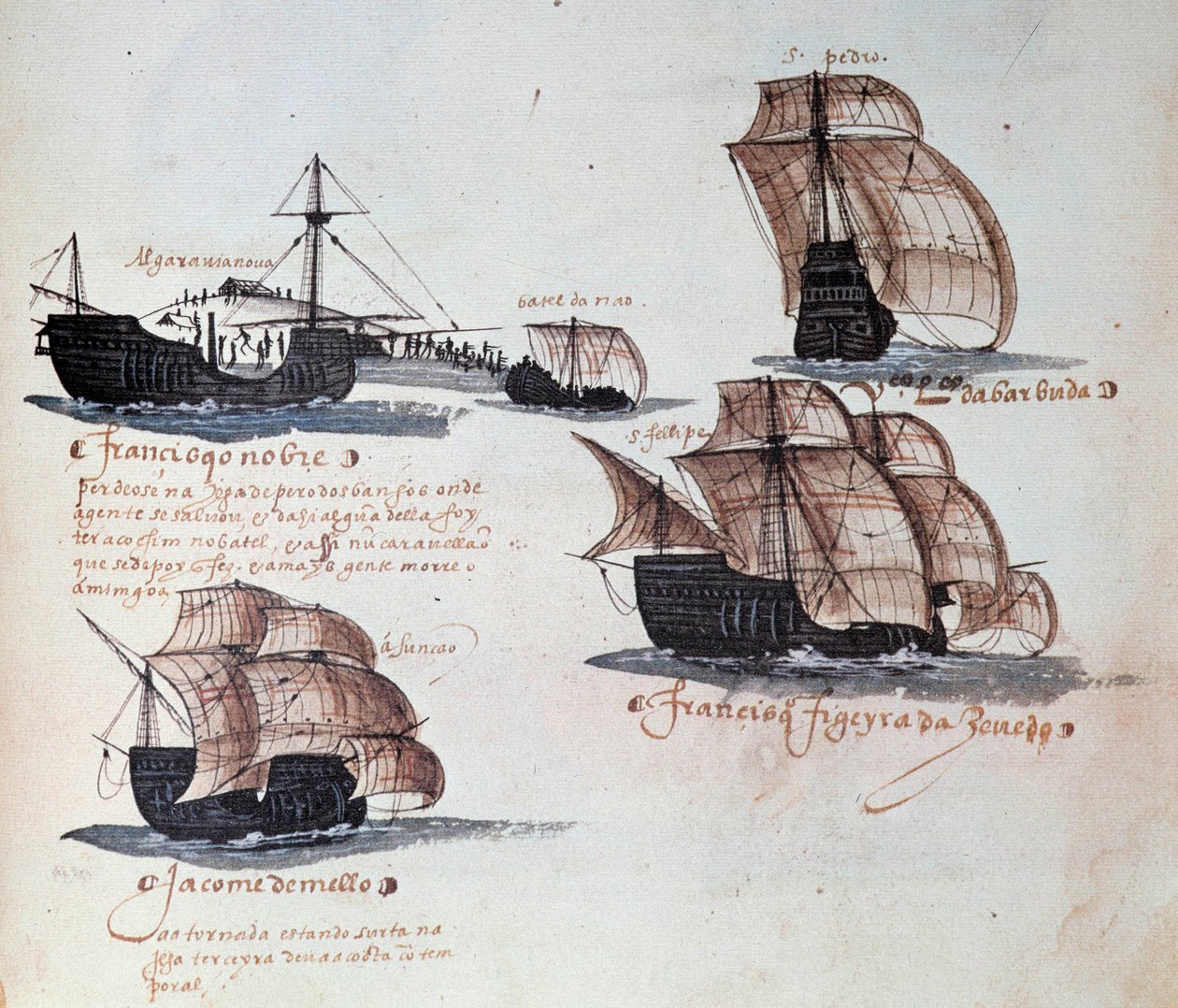 Memorials of the Armadas of Portugal under King Manuel I (1469-1521): representation of the caravels of the Portuguese fleet. Miniature from a manuscript from 1497. Lisbon. National Museum of Ancient Art 作者 葡萄牙语学校