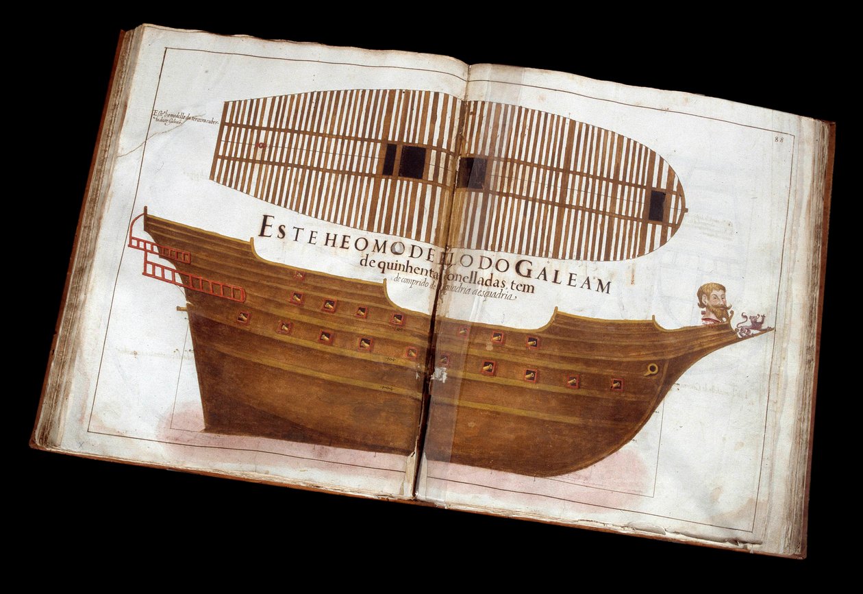 海军建筑：Manuel Fernandez 的建筑论文 (Livro de Tracas de Carpintaria) 页面：切割一艘船 作者 葡萄牙语学校