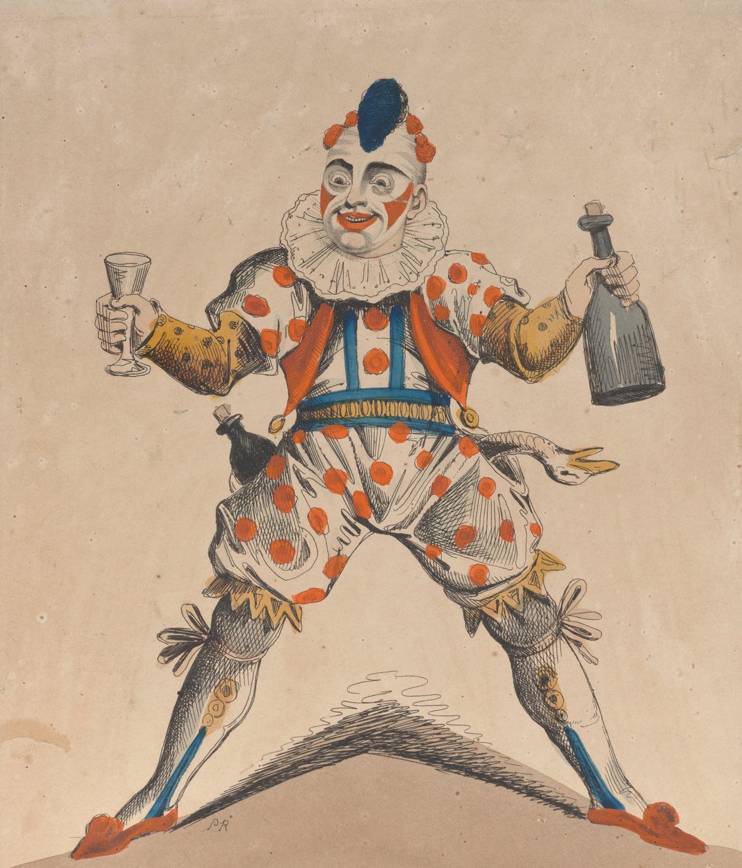 扮演小丑的格里马尔迪先生，1822年7月13日。 作者 可能是皮尔西·罗伯茨