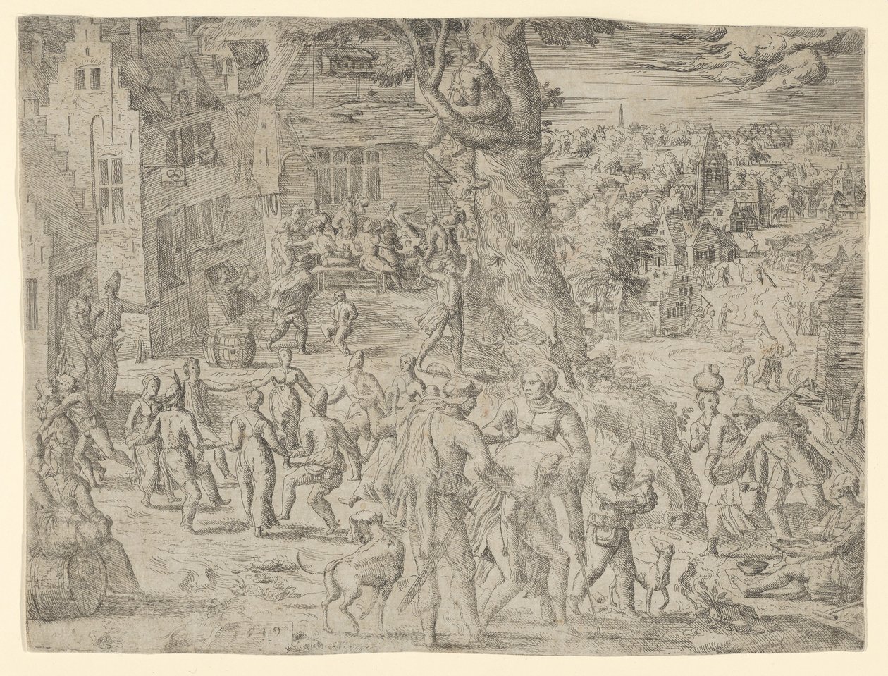 乡村集市，1549.，1549.。 作者 可能是 Peeter van der Borcht 所著。