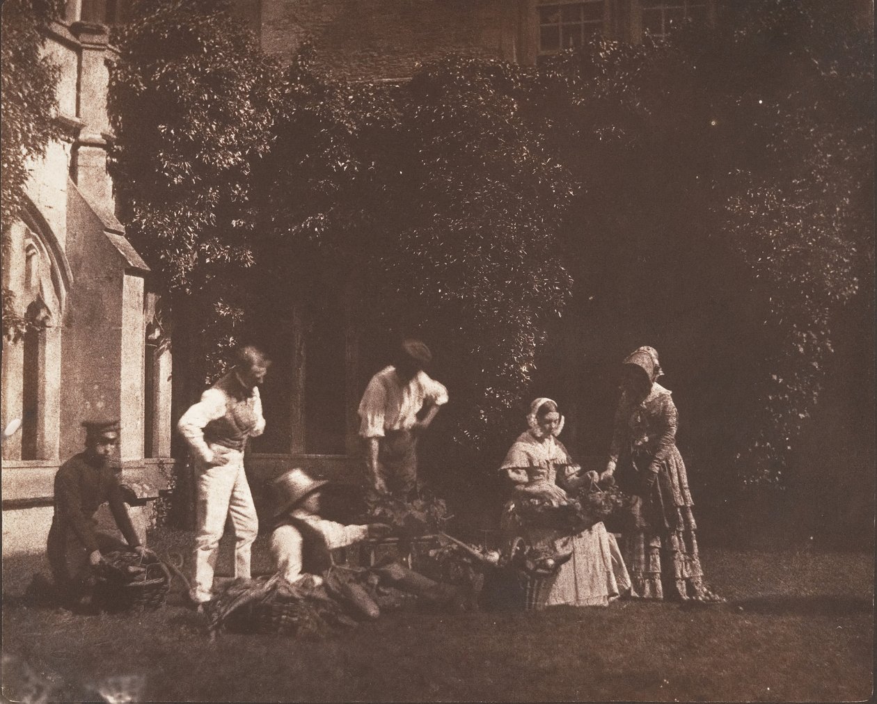 卖水果的人，约1845年。 作者 可能由威廉·亨利·福克斯·塔尔博特 (William Henry Fox Talbot) 创作。