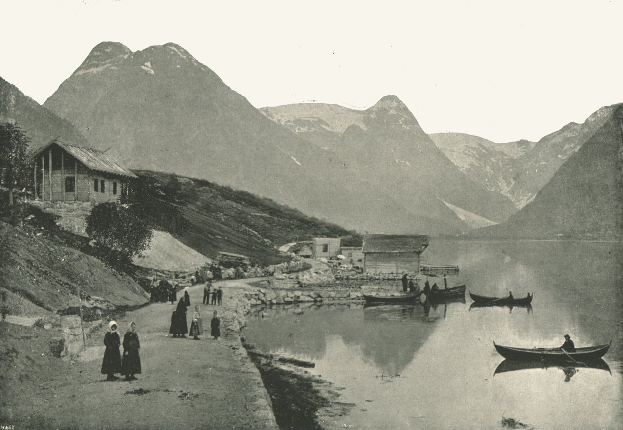 蒙达尔（Mundal），摄于1895年，挪威松恩，位于Fjaerlandsfjorden。 作者 普尔顿公司