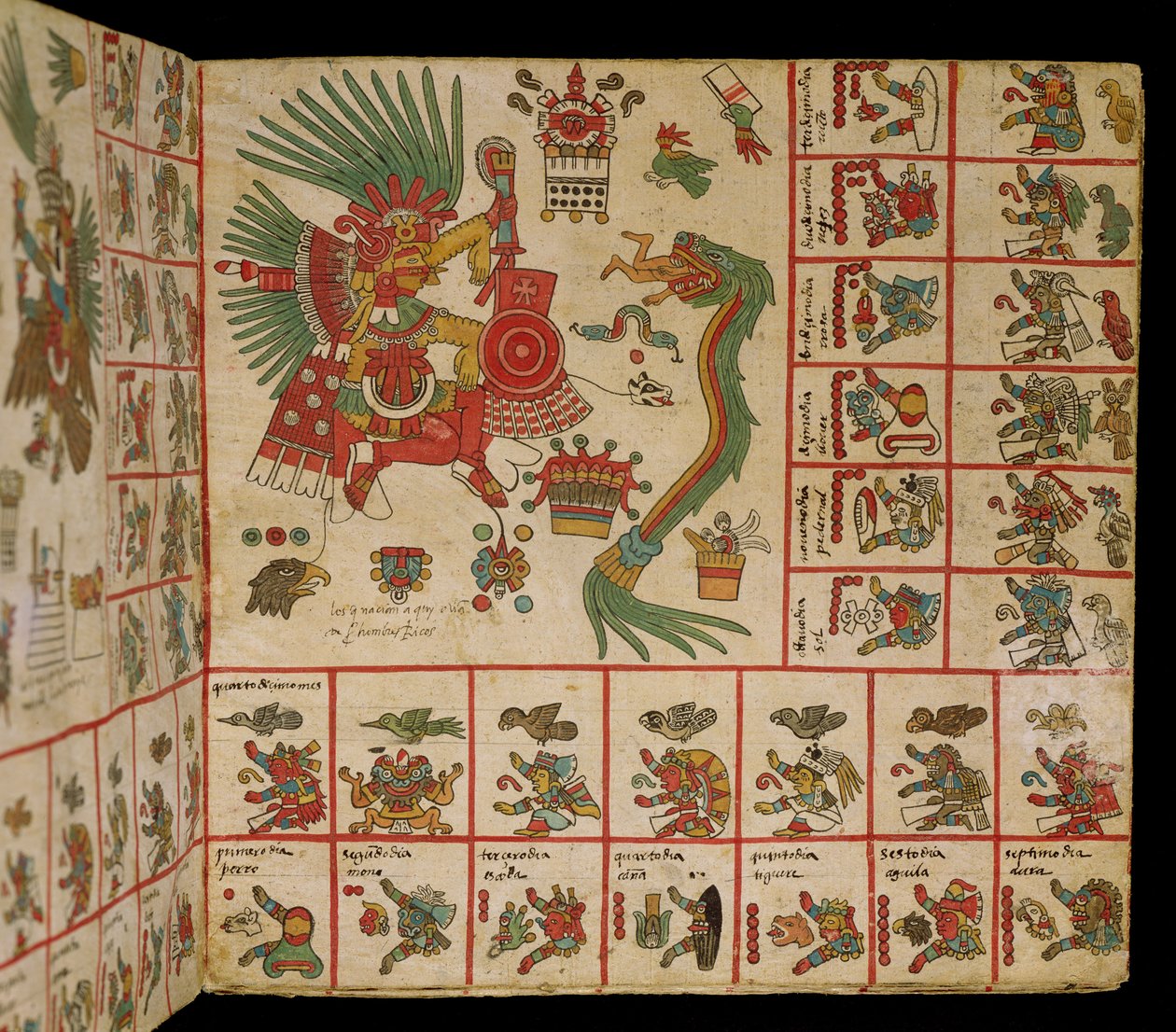 Aztec Codex Borbonicus，&39;Tonalamatl&39;，描绘Quetzalcoatl和Tezcatlipoca的细节 作者 前哥伦比亚