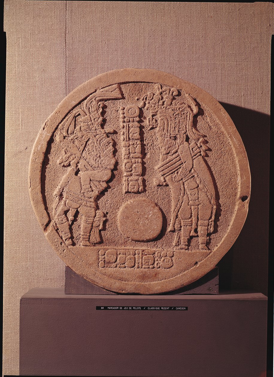Pelote标志描绘了两名球员，玛雅，来自危地马拉，600-950 作者 前哥伦比亚