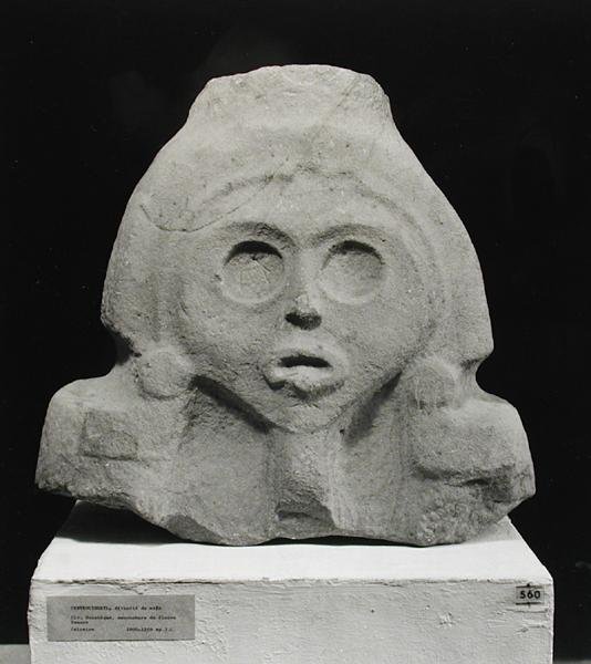 玉米女神Centeocihuatl负责人，Huastecan，c.1000-1250（石灰石）（bw pohto） 作者 前哥伦比亚前哥伦比亚