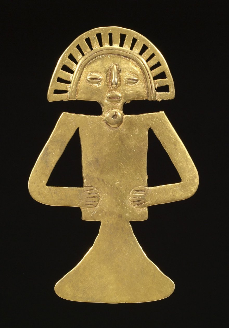 人物坠饰，c.700-1000（金） 作者 前哥伦比亚前哥伦比亚
