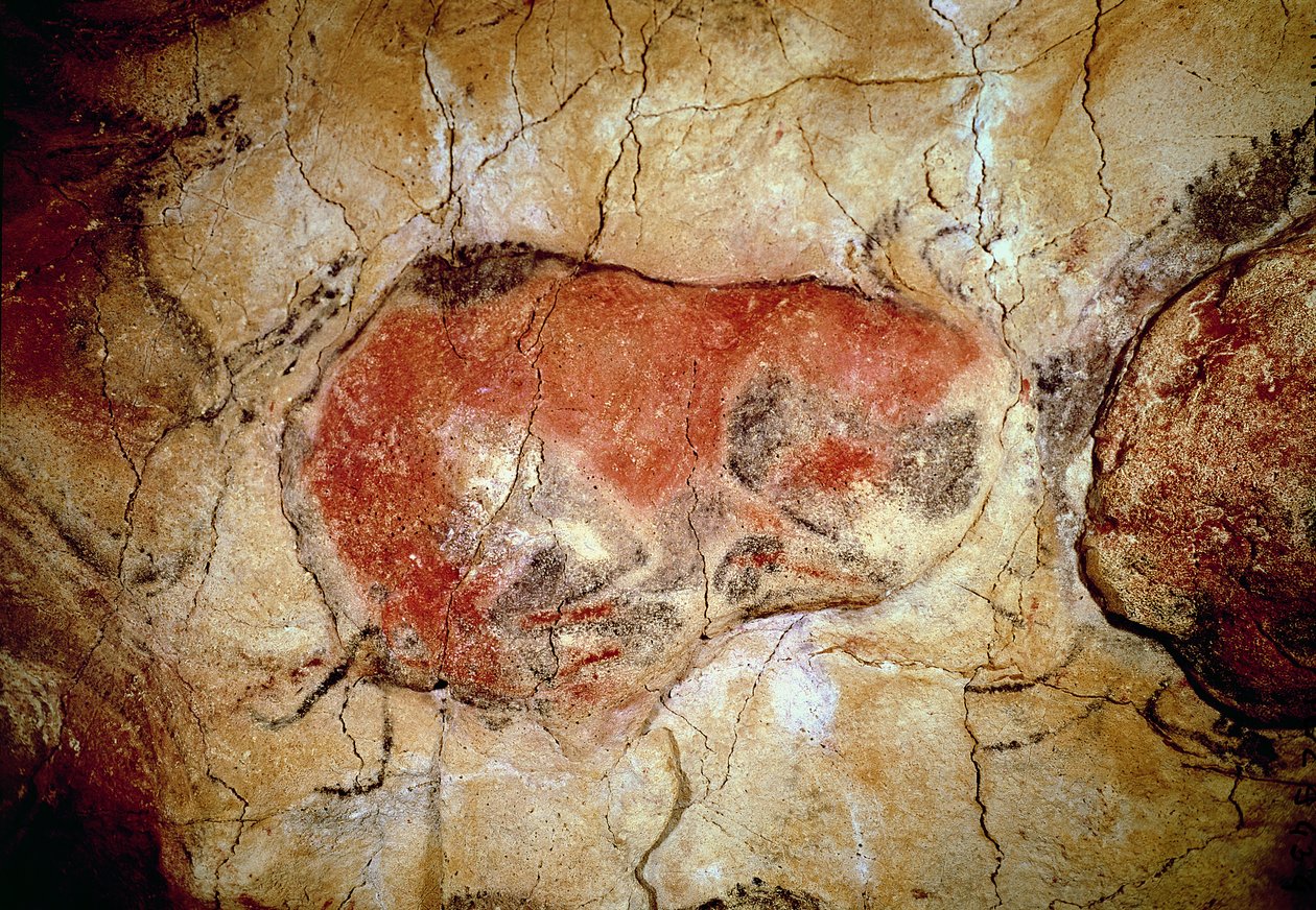 来自旧石器时代晚期阿尔塔米拉洞穴的北美野牛，公元前15000-8000（洞穴壁画） 作者 史前