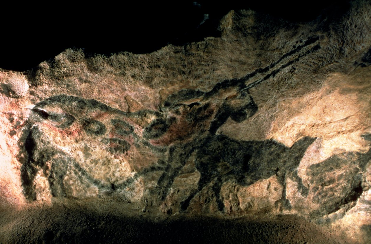 有角动物的岩画，公元前17000年（洞穴绘画） 作者 史前