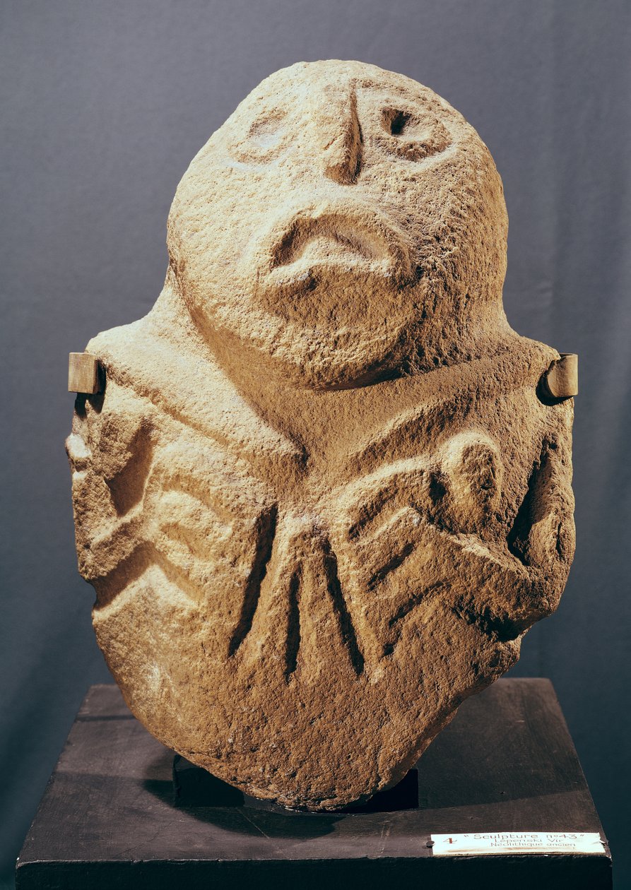 雕塑第43号，来自南斯拉夫的Lepenski Vir，公元前6000年（砂岩） 作者 史前