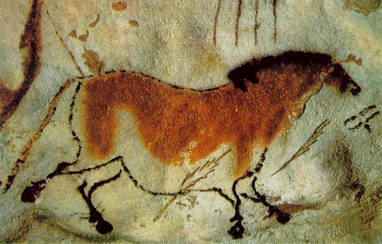 马，15,000-10,000BC（石头上的颜料） 作者 史前