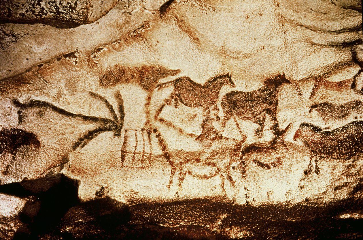 来自阿尔塔米拉洞穴的马和鹿，公元前15000年（洞穴壁画） 作者 史前