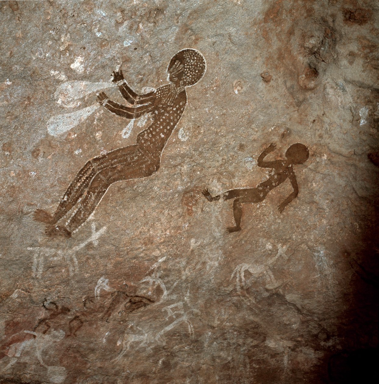 人物形象。 洞穴壁画，公元前 8000-7000 年 作者 史前史前