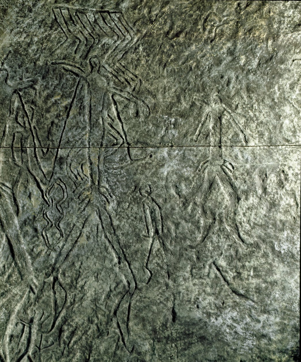 史前史，岩画：人物岩画（石头上的涂鸦）。 新石器时代，石器时代。 （阿塞拜疆）青铜时代。 巴库，阿塞拜疆国家宗教历史博物馆 作者 史前史前