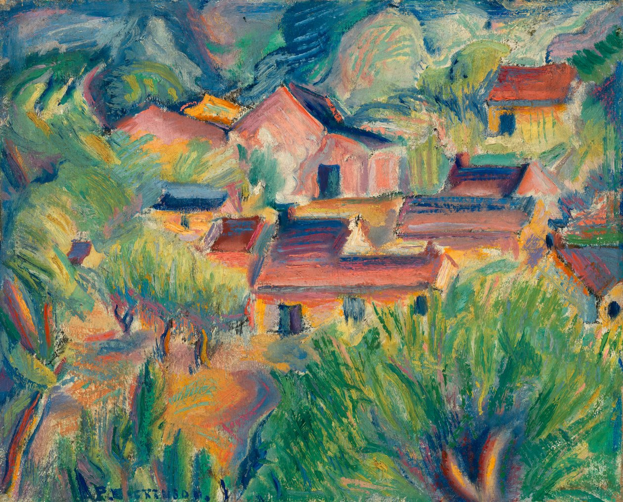 房屋和景观，约1918年。 作者 普雷斯顿·狄金森