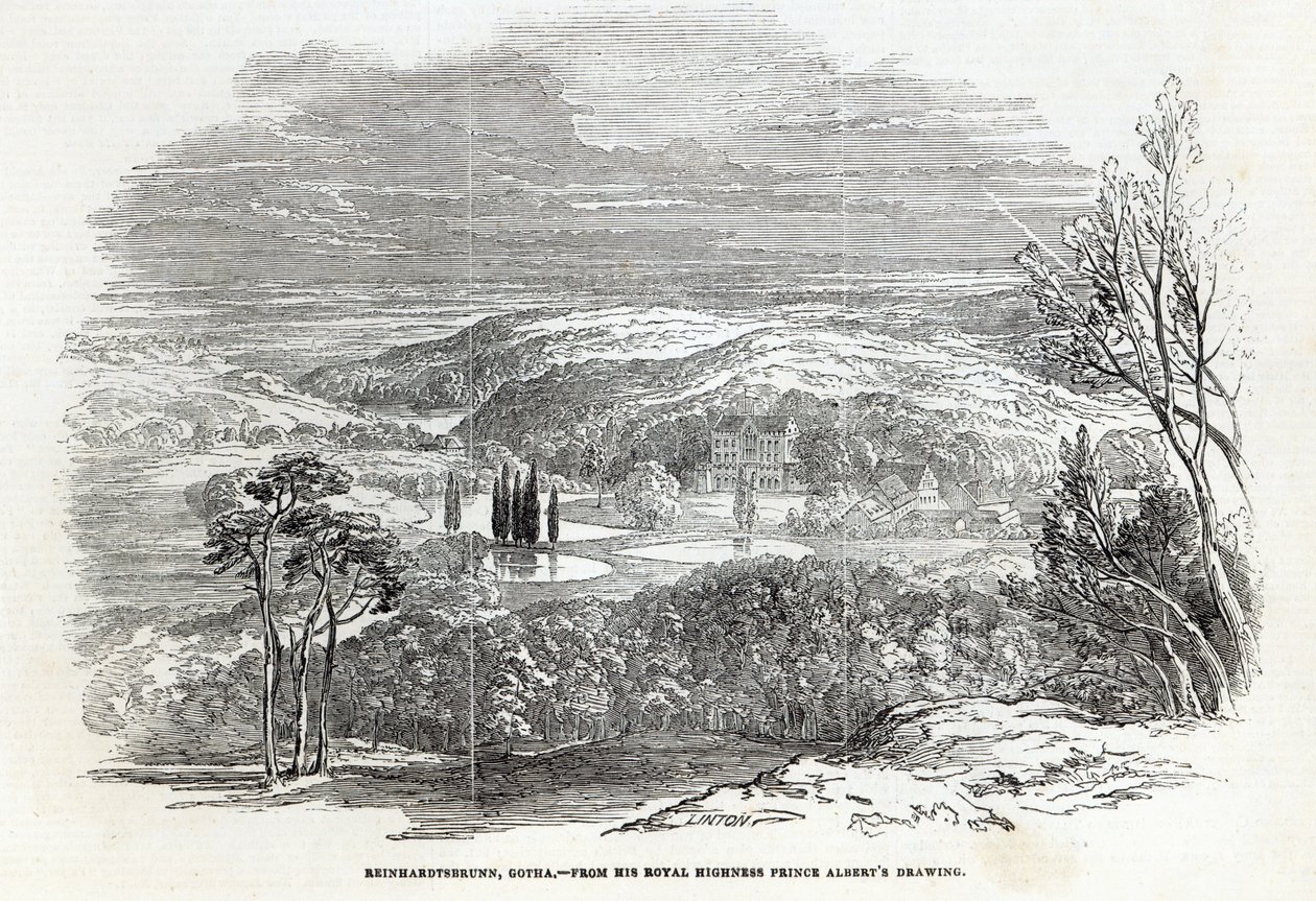 莱因哈茨布伦，哥达，由WJ Linton刻，来自“插图伦敦新闻”，1845年8月30日 作者 萨克森·科堡和哥达的阿尔伯特亲王