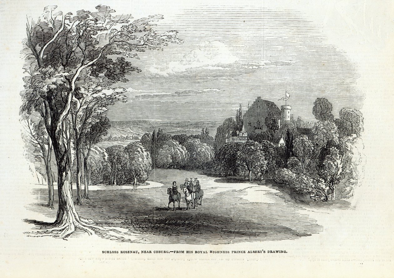 1845年8月30日，位于科堡附近的Schloss Rosenau，来自“伦敦新闻画报” 作者 萨克森·科堡和哥达的阿尔伯特亲王
