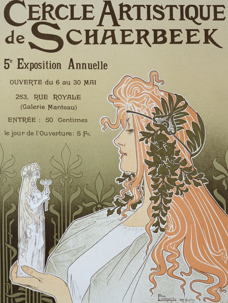 复制海报广告&39;Schaerbeek的艺术圈，第五届年度展&39;，Galerie Manteau，1897 作者 私人利蒙
