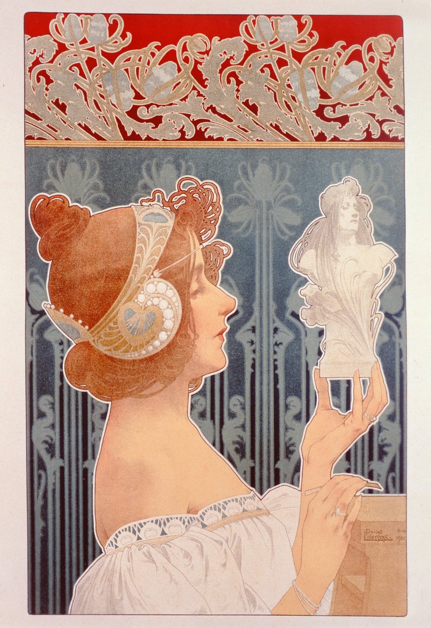 拿着小雕象的妇女，1901年 作者 私人利蒙