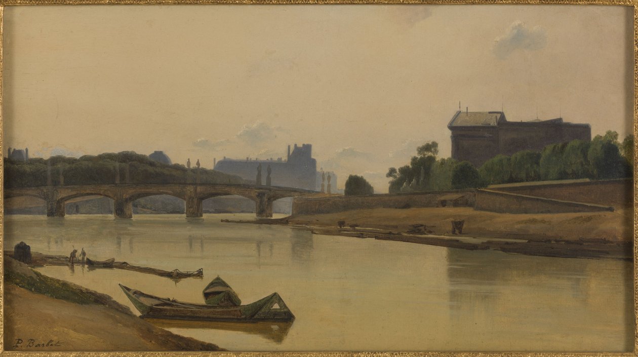 Le pont de la Concorde vu du quai de la Conférence，约 1830 年，约 1830 年（布面油画） 作者 繁荣Barbot