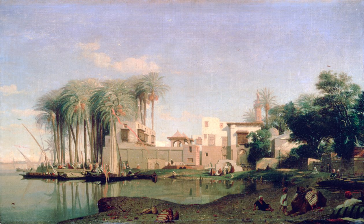 贝尼·苏伊夫（Beni Suef）在尼罗河上，十九世纪 作者 繁荣乔治·安托万·马里哈特